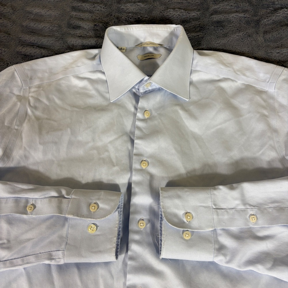 Suitsupply Traveller Light Blue Slim Fit Dress Shirt 16 41 Long Sleeve Cotton